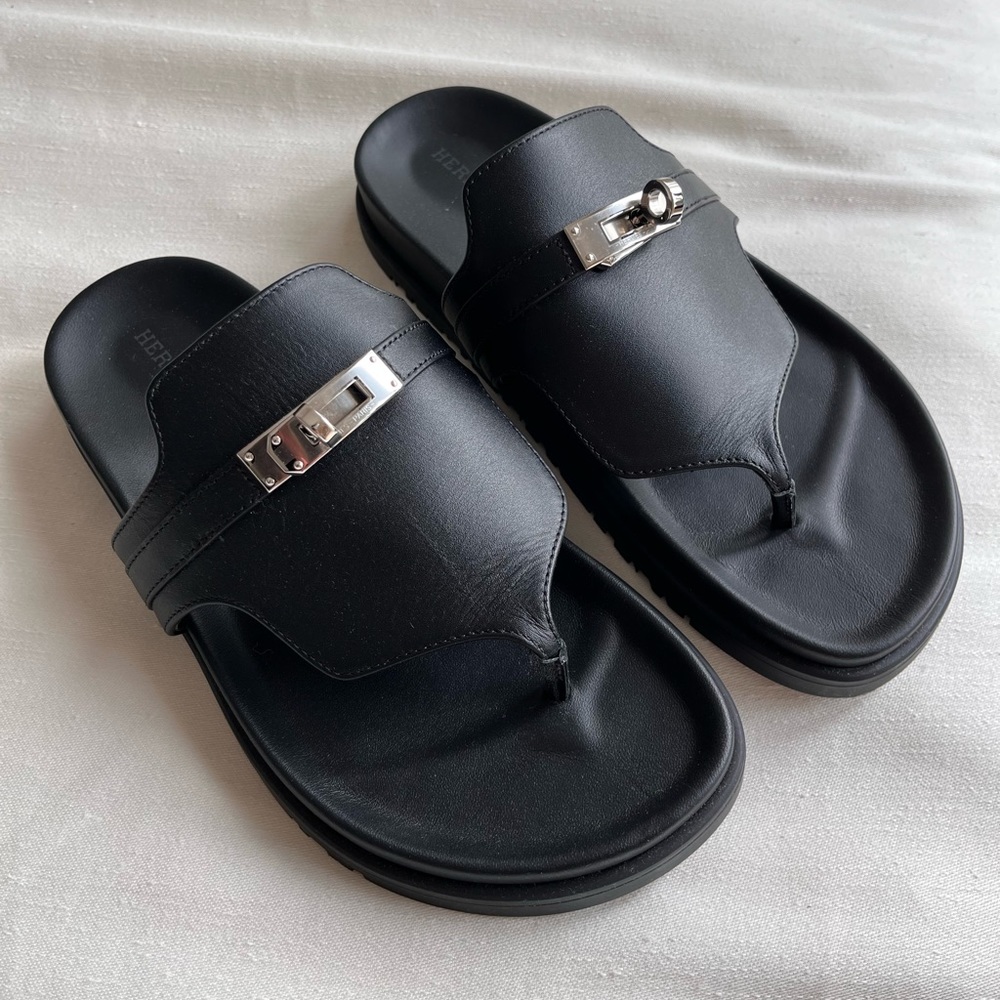 Hermes Empire sandals, black, size 38 - Picture 1 of 4